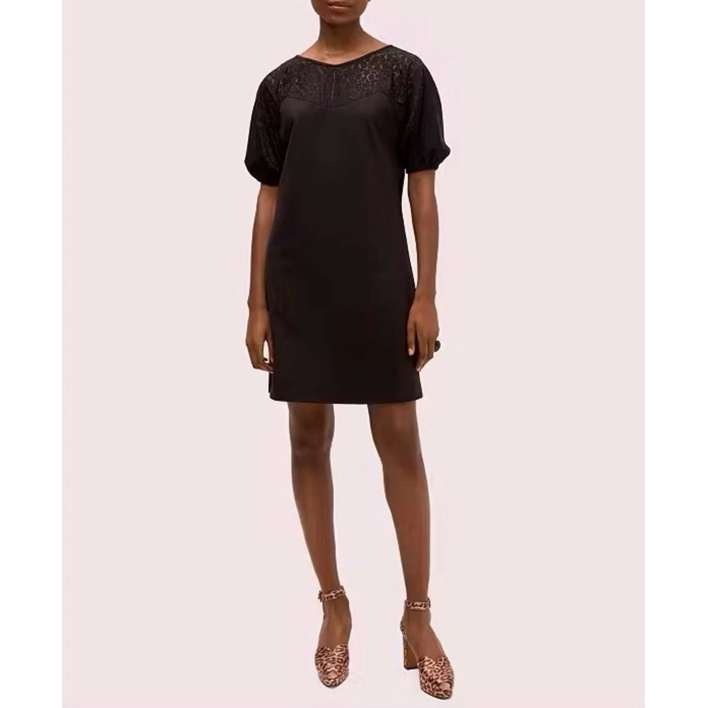 Kate Spade - Black Flora Leopard Lace Ponte Dress